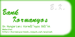 bank kormanyos business card